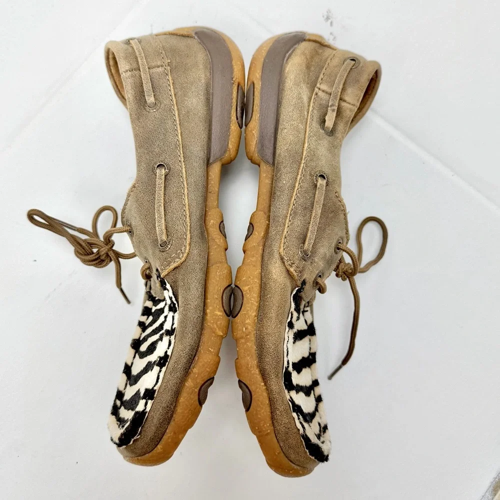 Twisted X Women's Zebra Hair On Hide‎ Boat Shoes 7.5